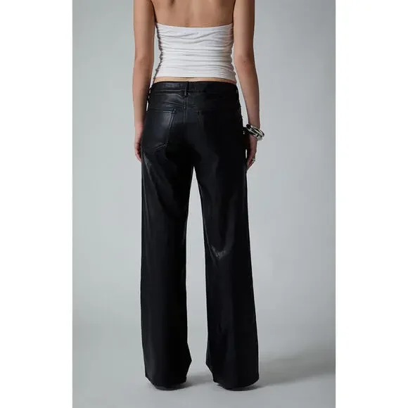 NWT PACSUN x Third Charm SZ M Baddie Relaxed Low Rise Faux Leather Wide Leg Pant - Picture 3 of 10
